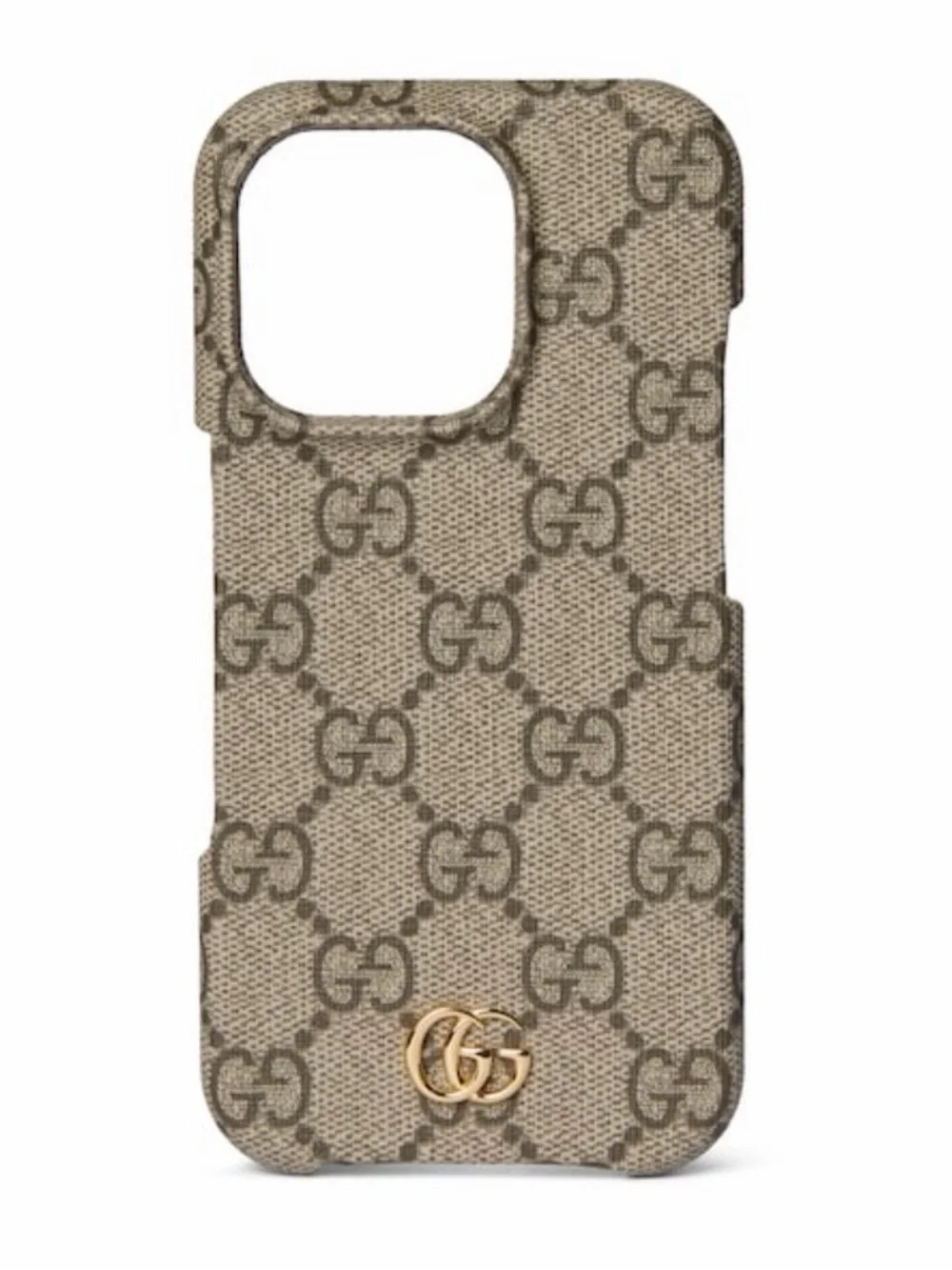 Gucci Beige GG Supreme Canvas Phone Case with Gold Logo